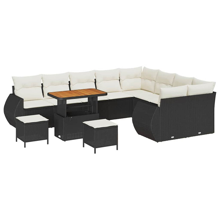 Havesofa Sæt 12 pcs Sort polyrattan