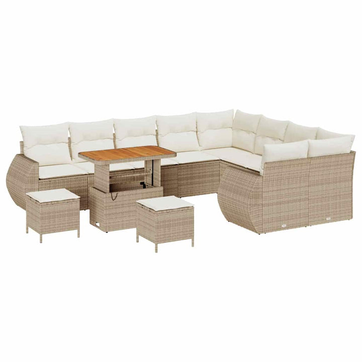Havesofa Sæt 12 pcs Beige polyrattan