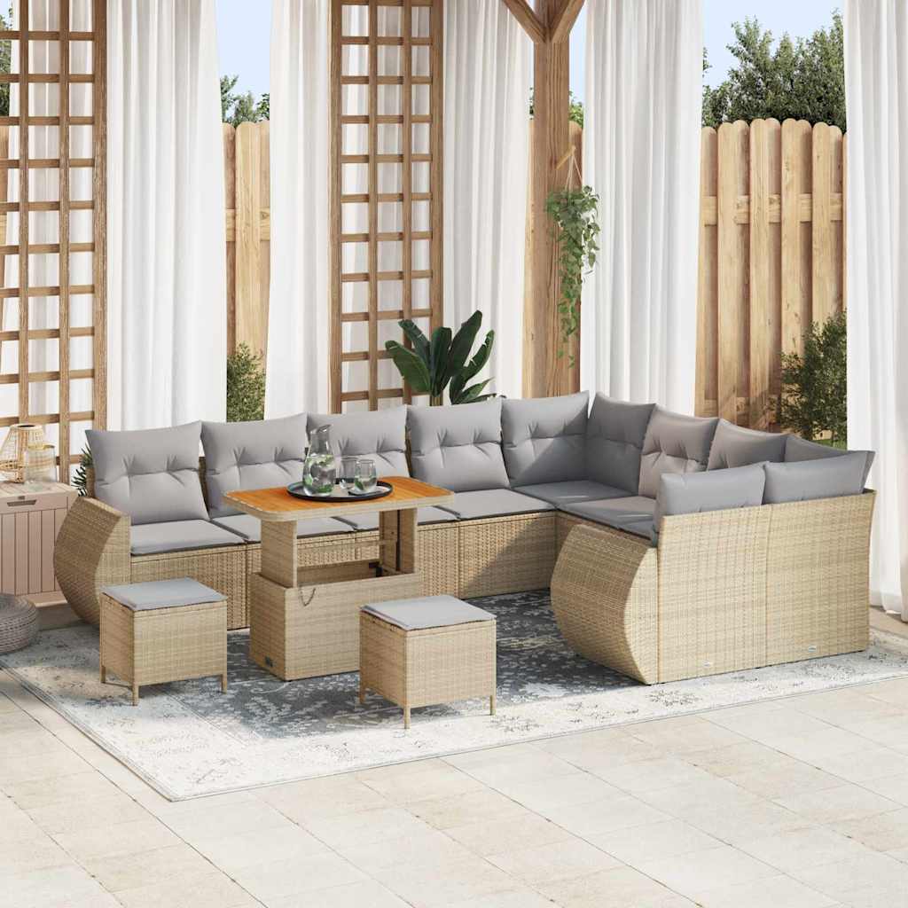 Havesofa Sæt 12 stk. Beige polyrattan