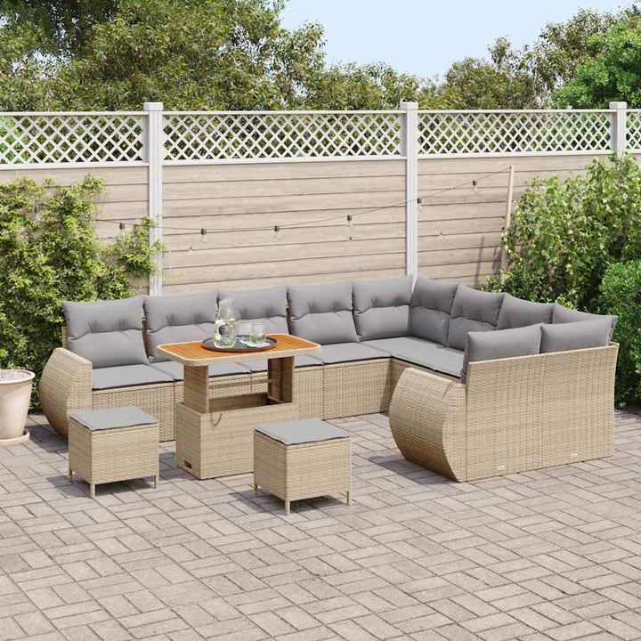 Havesofa Sæt 12 pcs Beige polyrattan