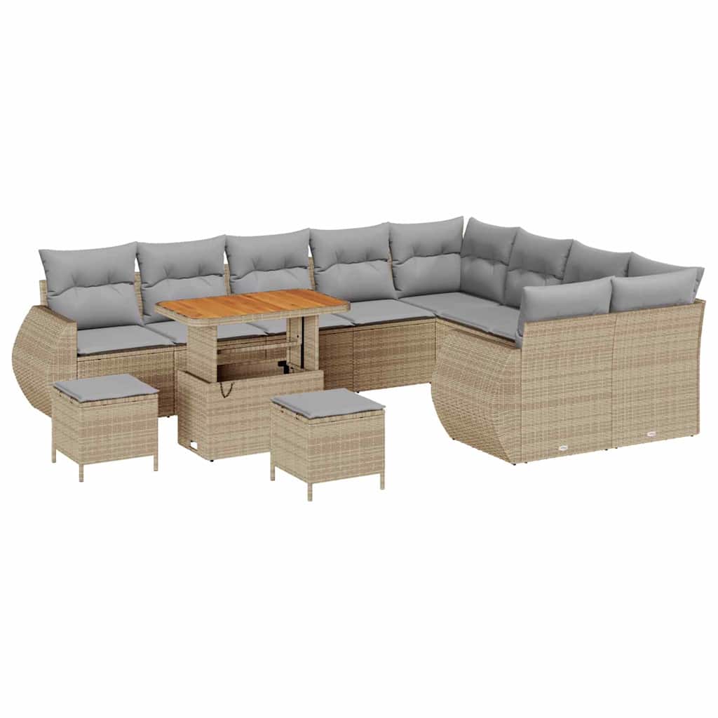 Havesofa Sæt 12 pcs Beige polyrattan