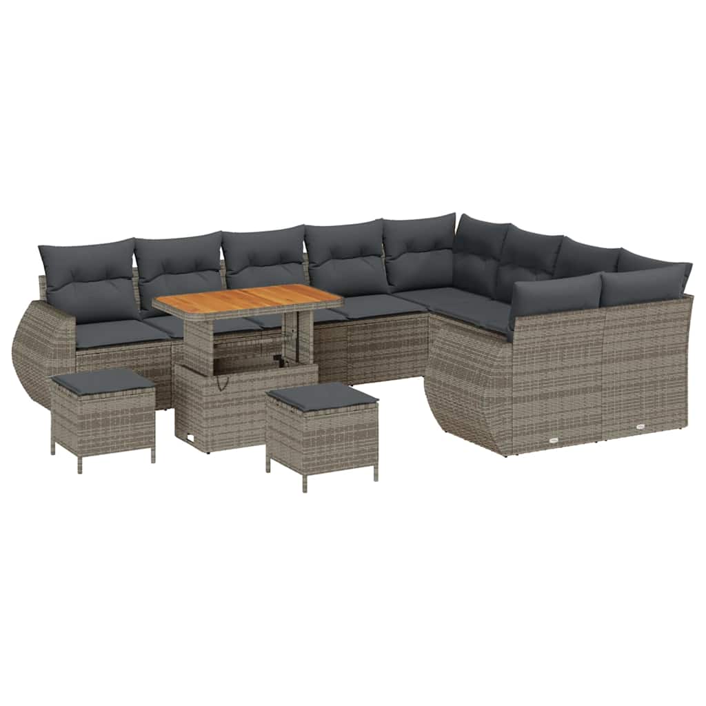 Havesofa Sæt 12 pcs Grå polyrattan