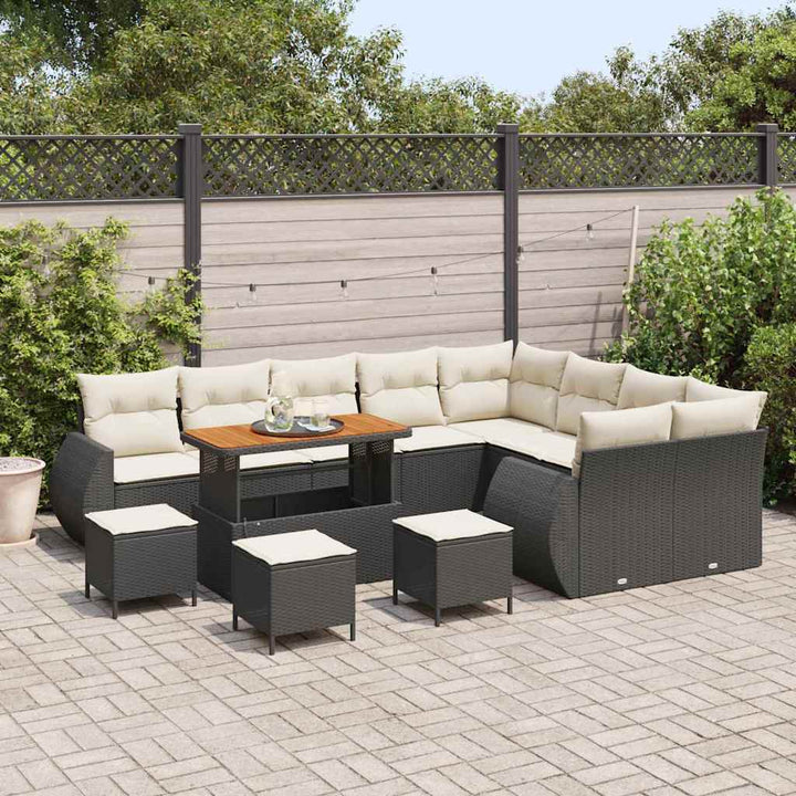 Havesofa Sæt 13 pcs Sort polyrattan