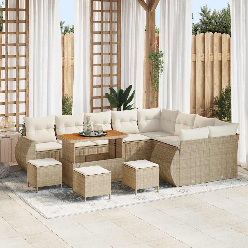 Havesofa Sæt 13 pcs Beige polyrattan