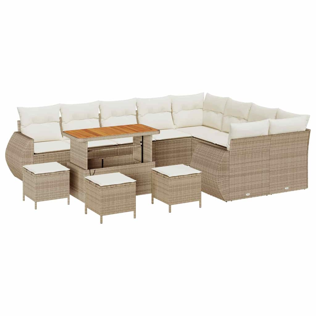 Havesofa Sæt 13 pcs Beige polyrattan
