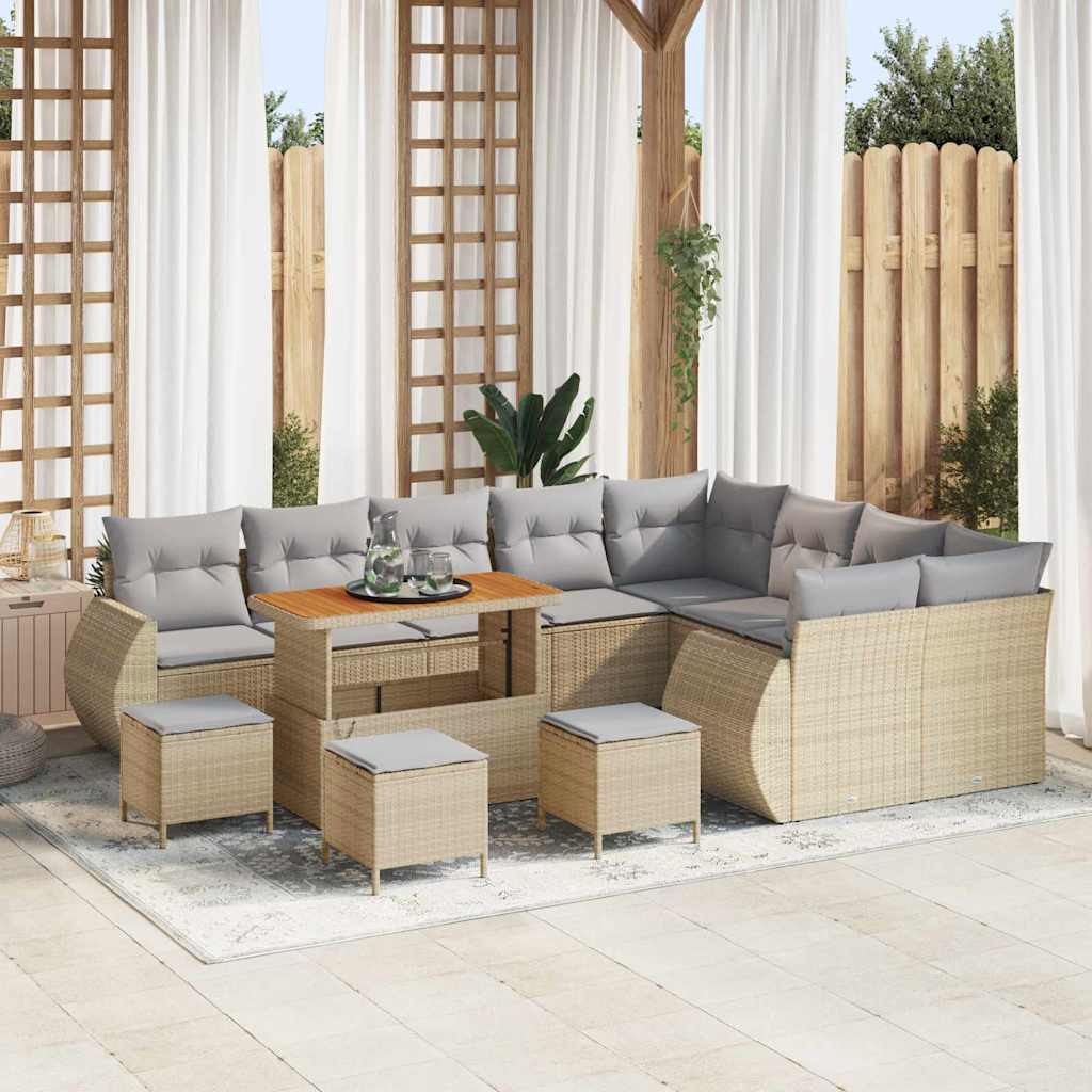 Havesofa Sæt 13 stk. Beige polyrattan