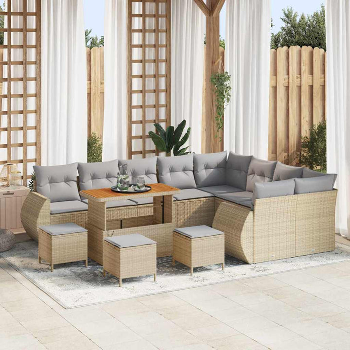 Havesofa Sæt 13 pcs Beige polyrattan