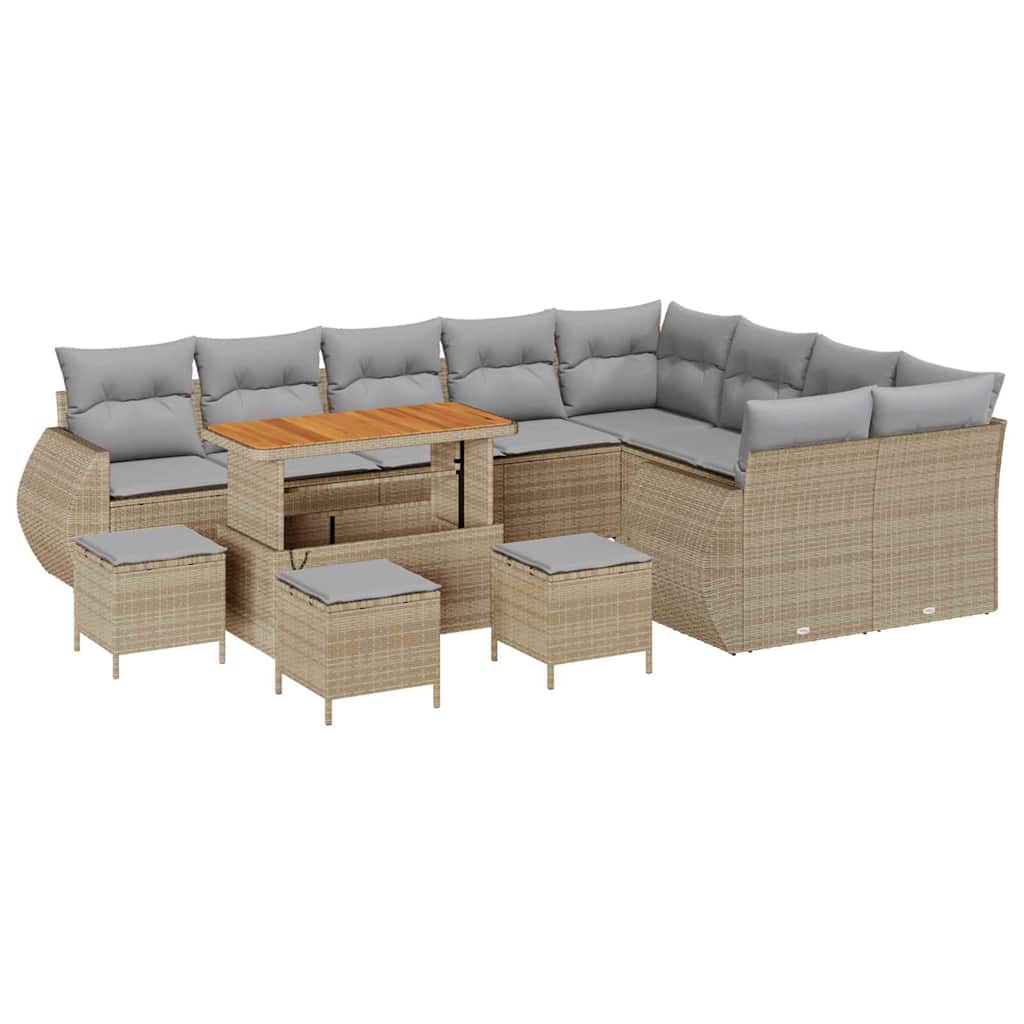 Havesofa Sæt 13 pcs Beige polyrattan