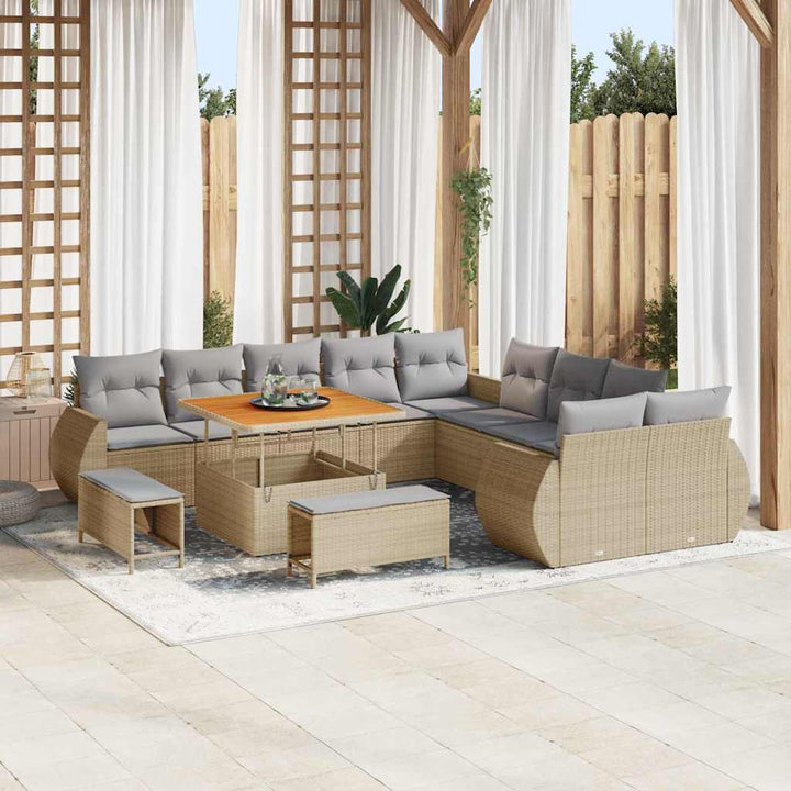 Havesofa Sæt 13 pcs Beige polyrattan
