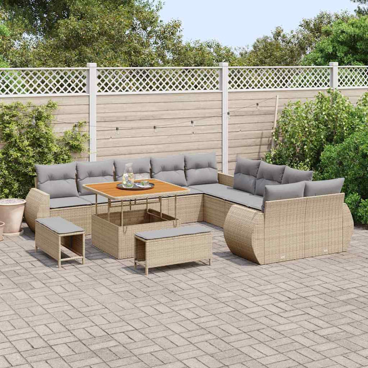 Havesofa Sæt 13 pcs Beige polyrattan