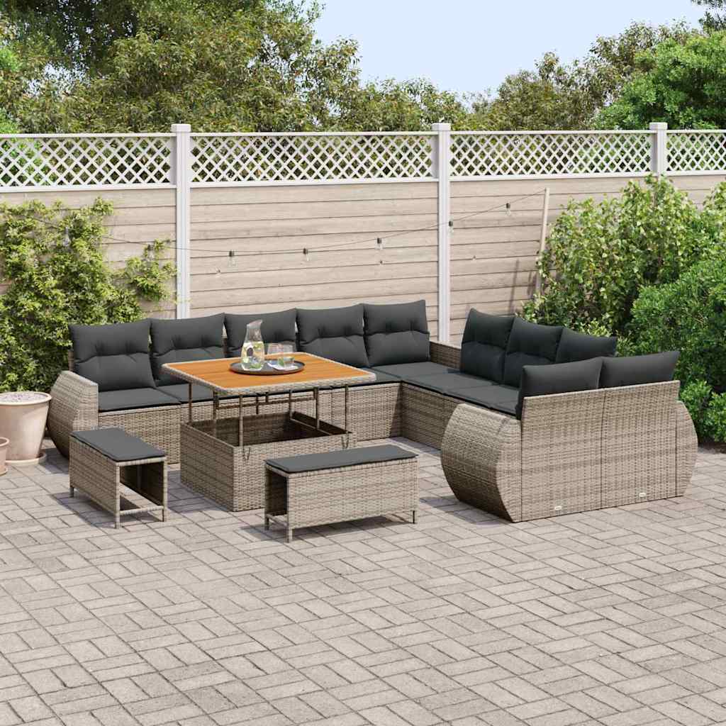 Havesofa Sæt 13 pcs Grå polyrattan