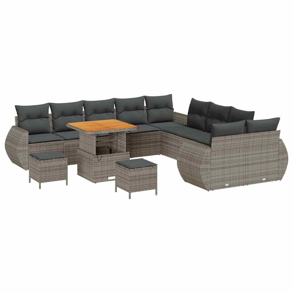 Havesofa Sæt 13 stk. Grå polyrattan
