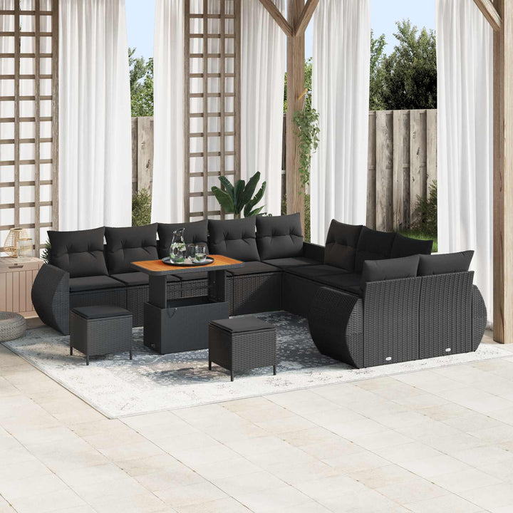 Havesofa Sæt 13 pcs Sort polyrattan
