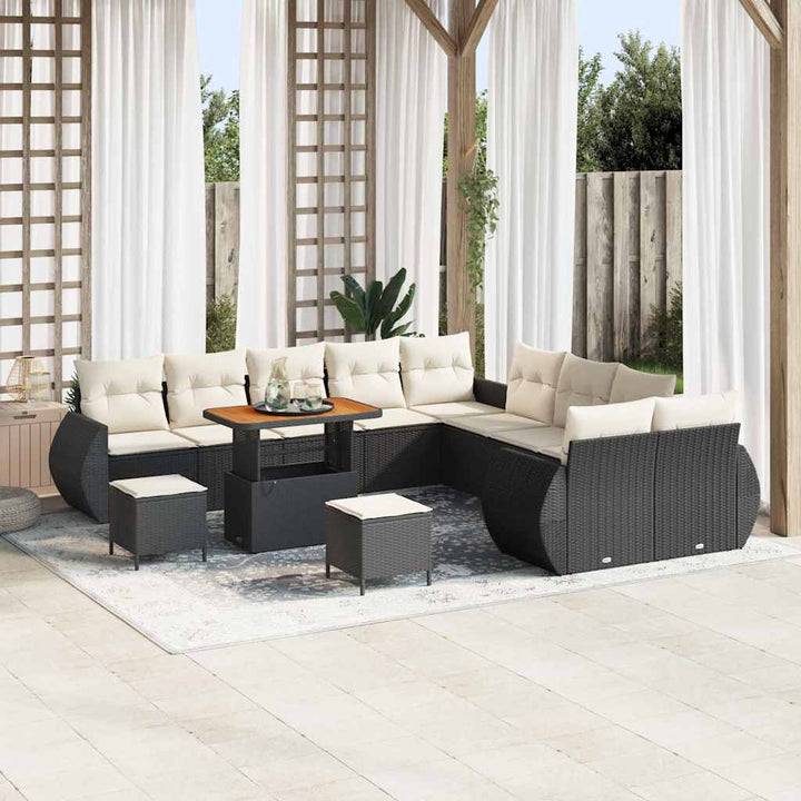 Havesofa Sæt 13 pcs Sort polyrattan