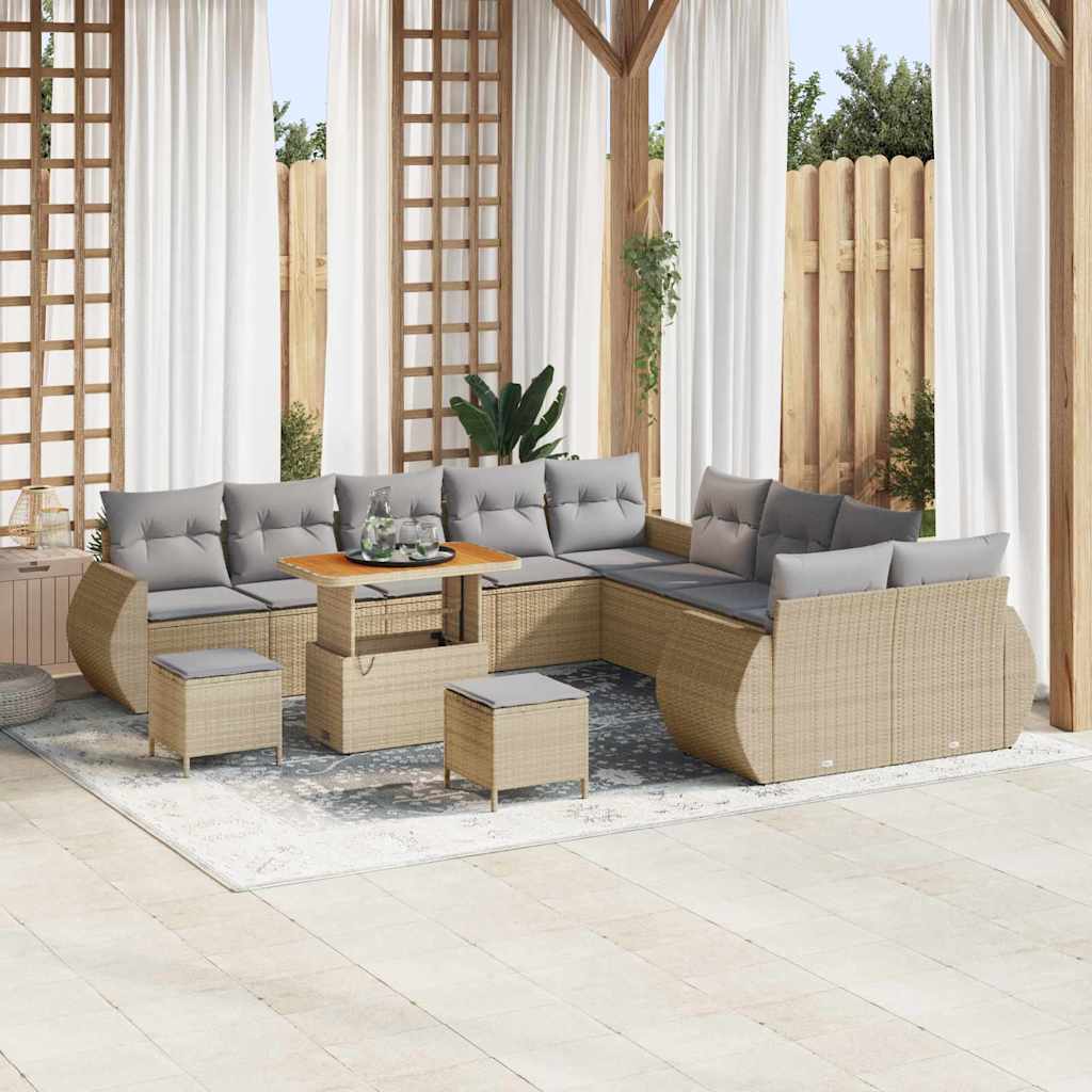 Havesofa Sæt 13 stk. Beige polyrattan