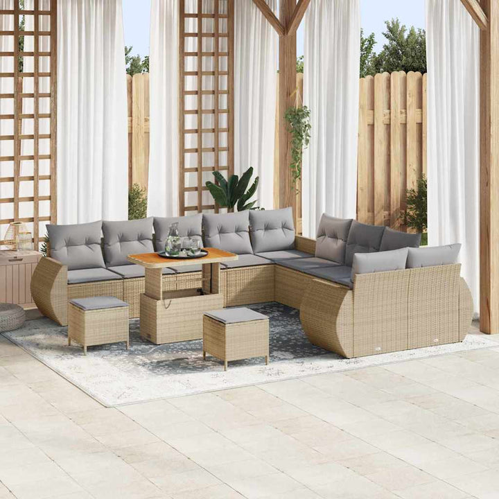 Havesofa Sæt 13 pcs Beige polyrattan