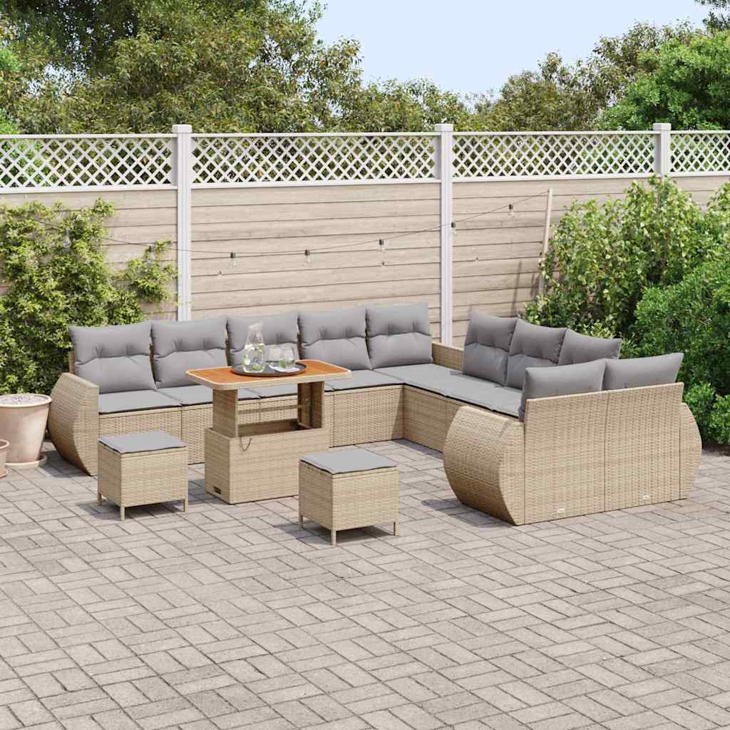 Havesofa Sæt 13 pcs Beige polyrattan