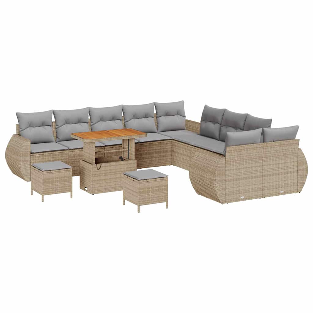 Havesofa Sæt 13 stk. Beige polyrattan