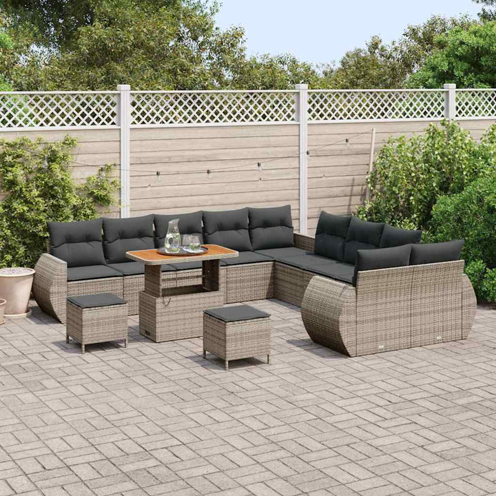 Havesofa Sæt 13 pcs Grå polyrattan