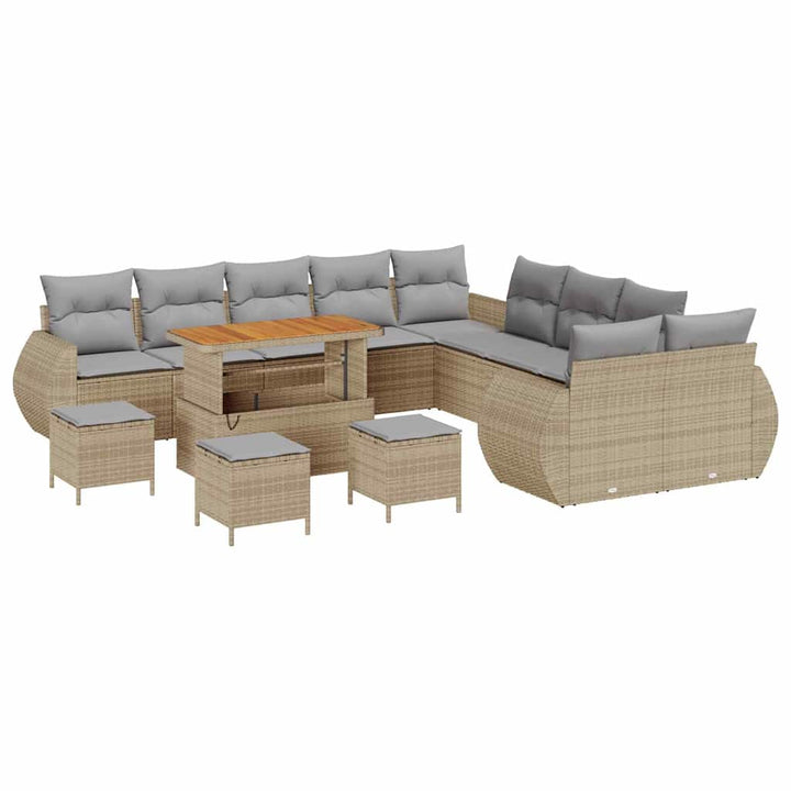 Havesofa Sæt 14 pcs Beige polyrattan