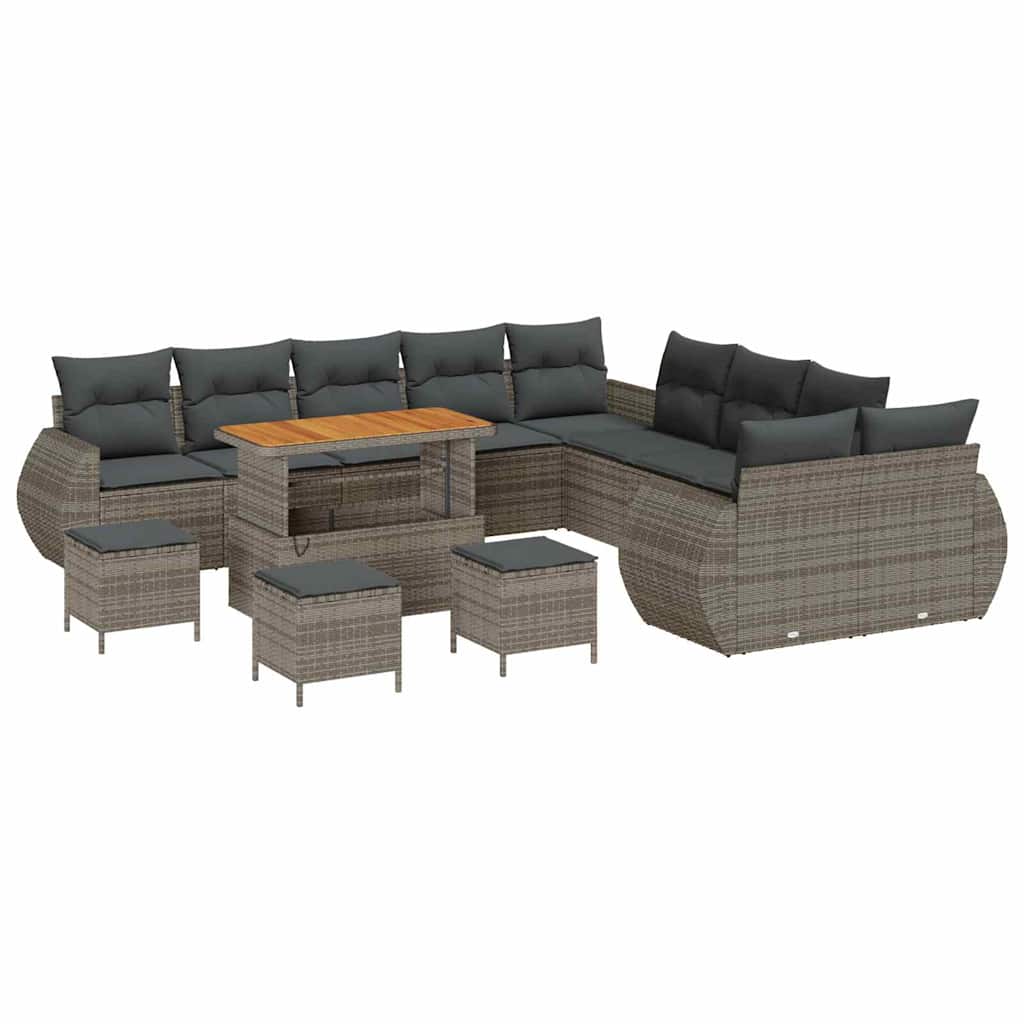 Havesofa Sæt 14 stk. Grå polyrattan