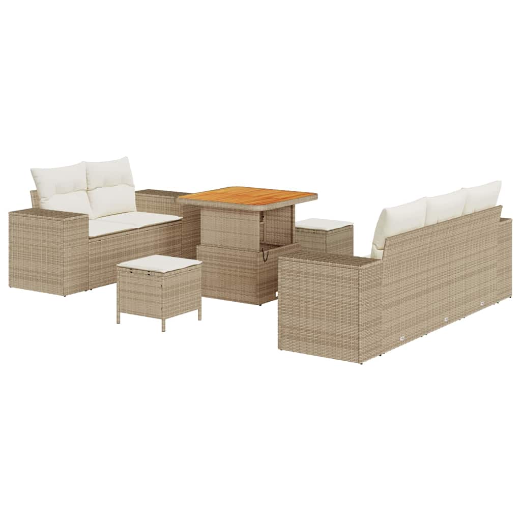 Havesofa Sæt 8 pcs Beige polyrattan