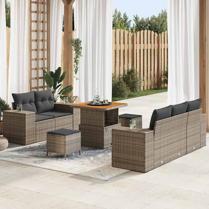 Havesofa Sæt 8 stk. Grå polyrattan