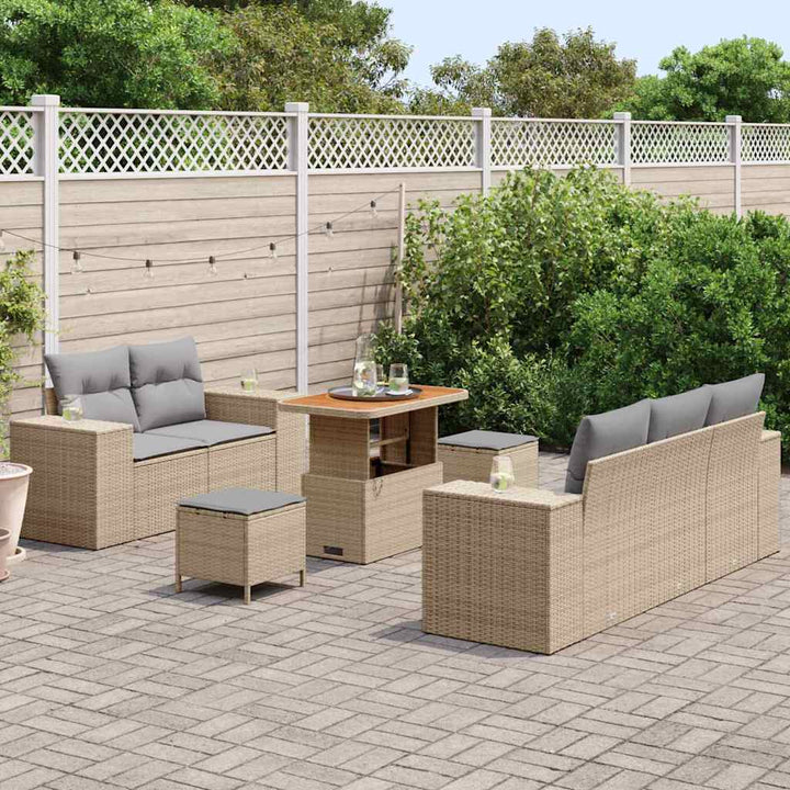 Havesofa Sæt 8 pcs Beige polyrattan