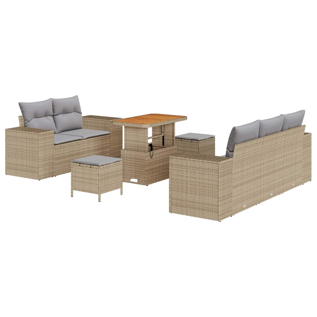 Havesofa Sæt 8 pcs Beige polyrattan