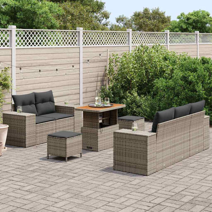 Havesofa Sæt 8 pcs Grå polyrattan