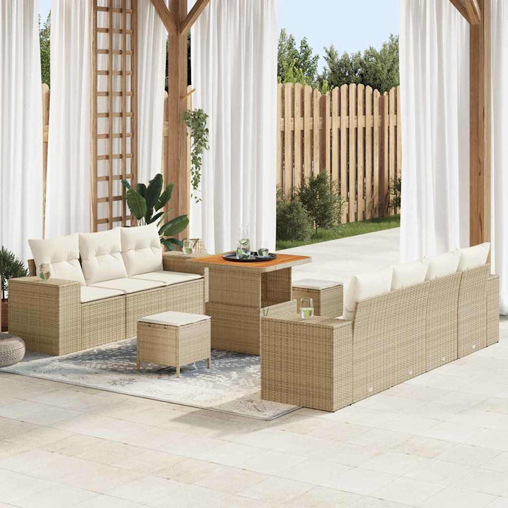 Havesofa Sæt 10 stk. Beige polyrattan