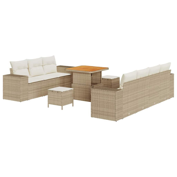 Havesofa Sæt 10 stk. Beige polyrattan