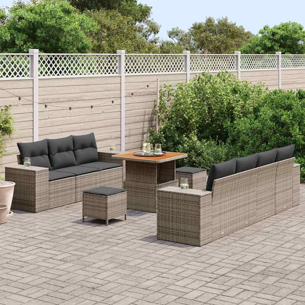 Havesofa Sæt 10 pcs Grå polyrattan
