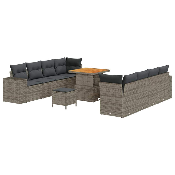 Havesofa Sæt med pude 11 pcs Grå polyrattan