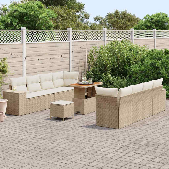 Havesofa Sæt med pude 11 pcs Beige polyrattan
