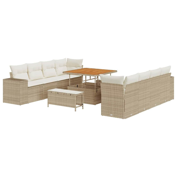 Havesofa Sæt 11 stk. Beige polyrattan