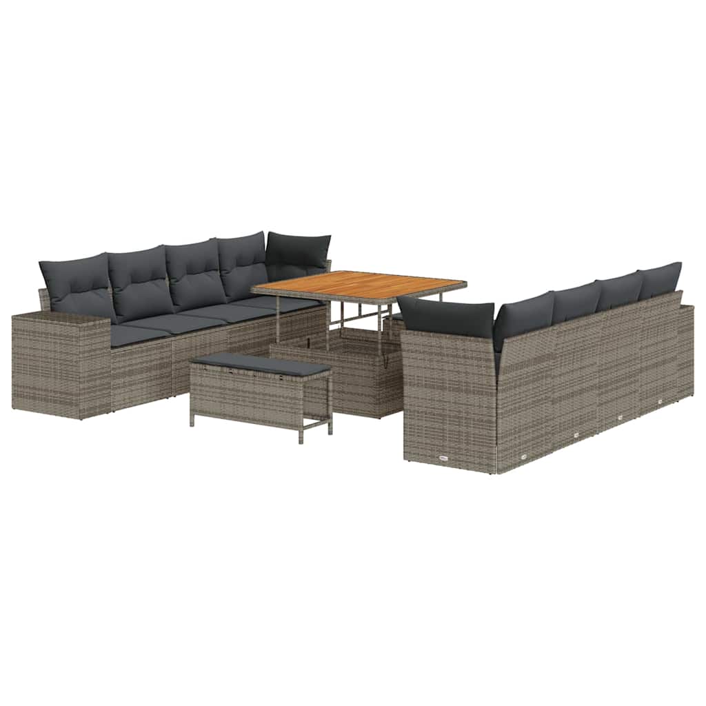Havesofa Sæt med pude 11 pcs Grå polyrattan