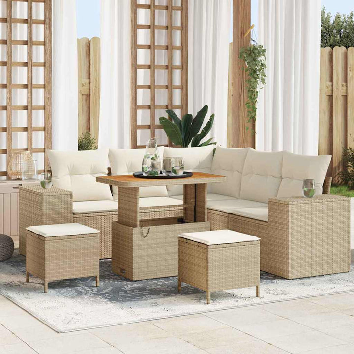 Havesofa Sæt 8 stk. Beige polyrattan