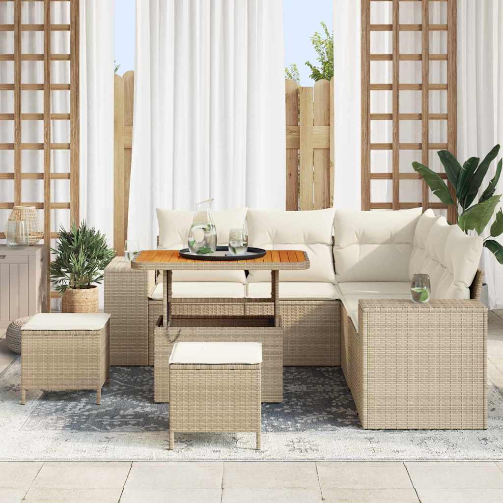 Havesofa Sæt 8 stk. Beige polyrattan
