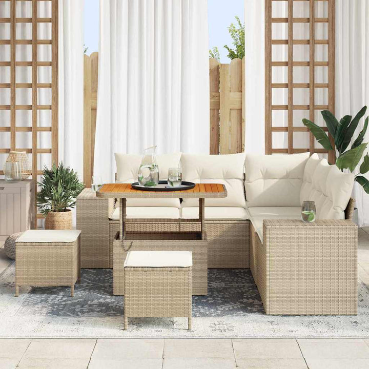 Havesofa Sæt 8 stk. Beige polyrattan