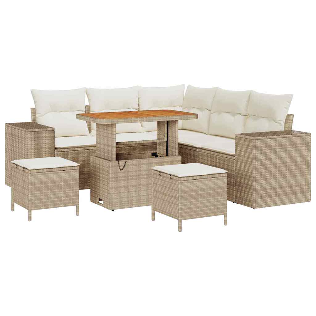 Havesofa Sæt 8 stk. Beige polyrattan