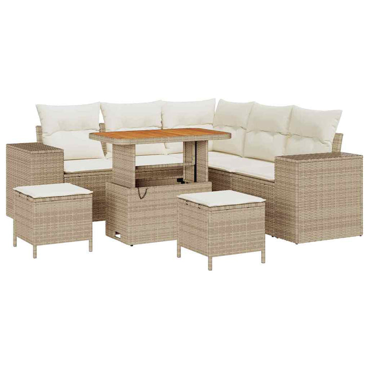 Havesofa Sæt 8 stk. Beige polyrattan