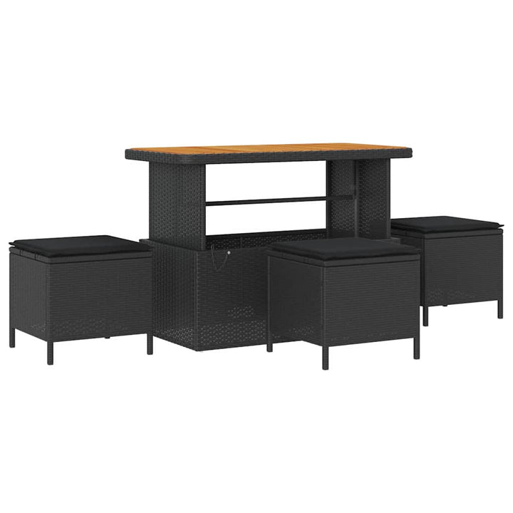 Havesofa Sæt 9 stk. Sort polyrattan