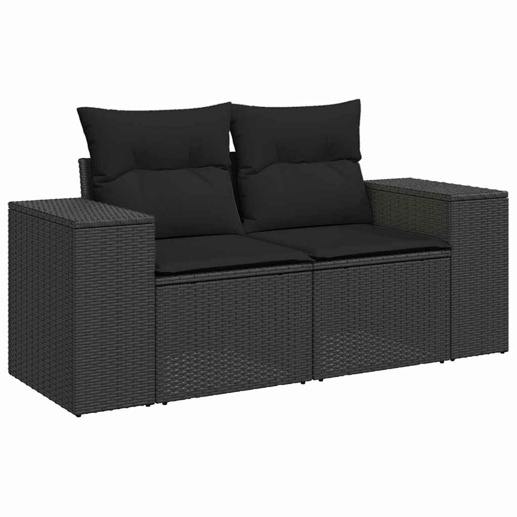 Havesofa Sæt 9 stk. Sort polyrattan
