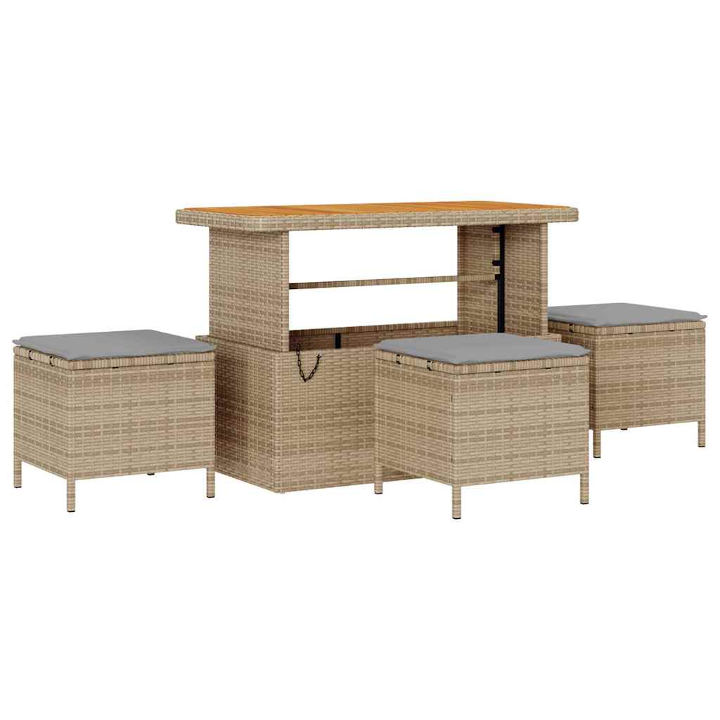 Havesofa Sæt 9 stk. Beige polyrattan