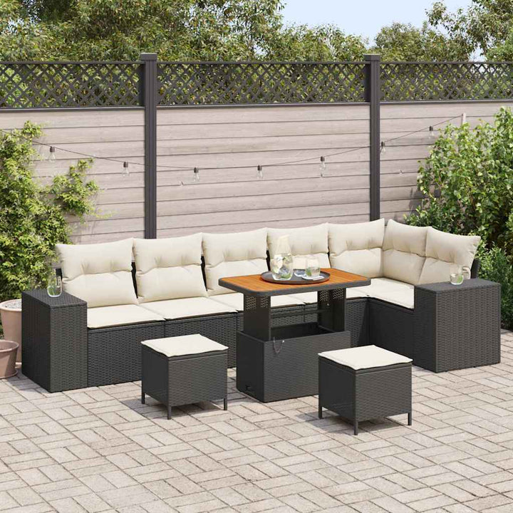 Havesofa Sæt 9 stk. Sort polyrattan