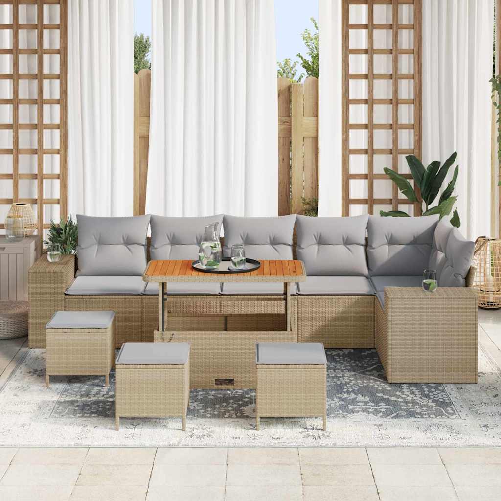 Havesofa Sæt 10 pcs Beige polyrattan