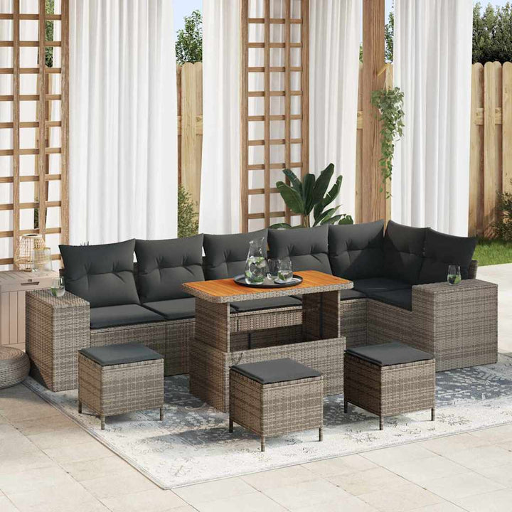 Havesofa Sæt 10 pcs Grå polyrattan