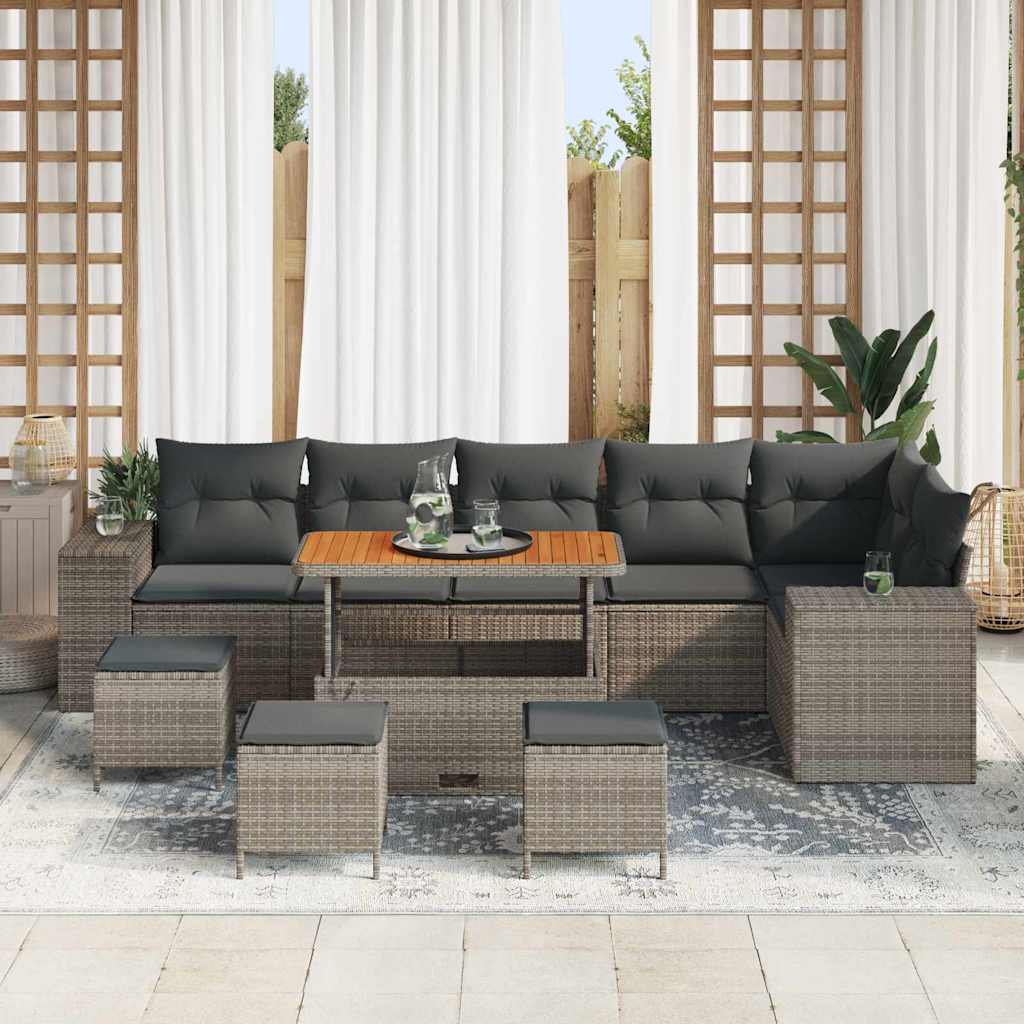 Havesofa Sæt 10 pcs Grå polyrattan