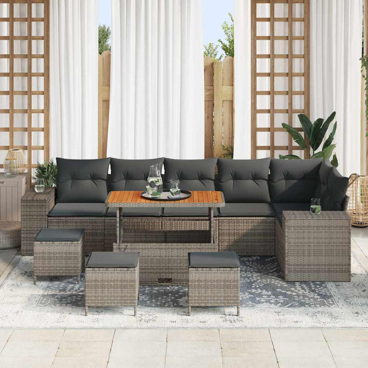 Havesofa Sæt 10 pcs Grå polyrattan